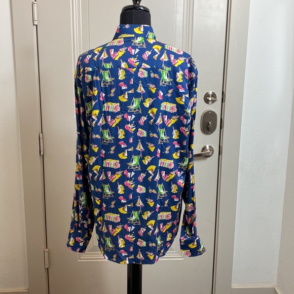 BUGATCHI Shaped Fit Summer Fun Button Front Shirt size Medium - Picture 2 of 6